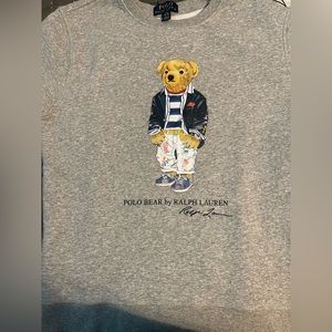 Polo Ralph Lauren Boys Polo Bear Grey Crewneck Sweatshirt Size Large (14-16)